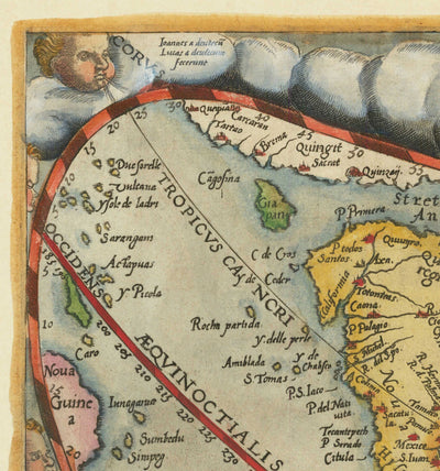 Very Old World Map, 1571 by Gerard De Jode - Cordiform Projection, Cherubs, Antarctica, Atlas, Early Colonialism