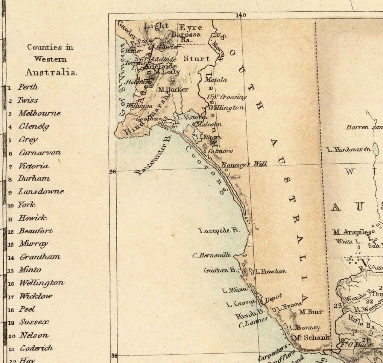 Ancienne carte d'Australie et de Nouvelle-Zélande, 1872 par Fullarton - Tasmanie, Terre de Van Diemens, Sydney, Auckland, Victoria, NSW
