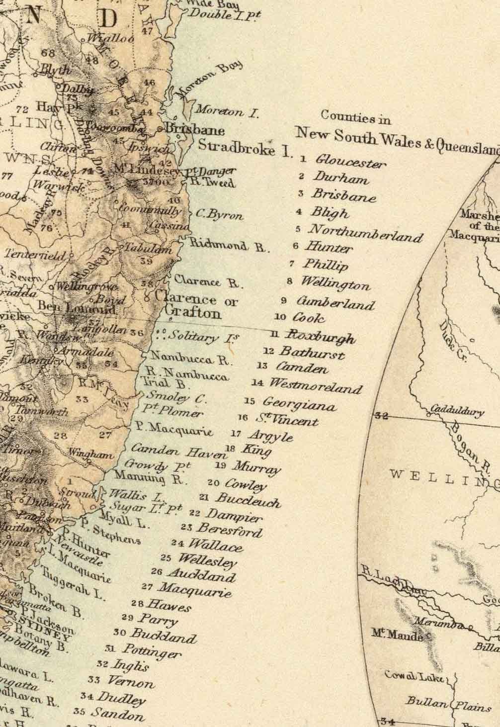 Ancienne carte d'Australie et de Nouvelle-Zélande, 1872 par Fullarton - Tasmanie, Terre de Van Diemens, Sydney, Auckland, Victoria, NSW