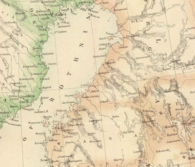 Old Map of Sweden, Norway & Russian Finland, 1872 by Fullarton - Scandinavia, Denmark, Baltic Sea, Gulf of Bothnia