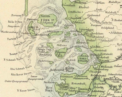 Alte Karte von Dänemark & Schleswig-Holstein, 1872 von Fullarton - Island, Färöer-Inseln, Dänisches Königreich, Zeeland, Kopenhagen 
