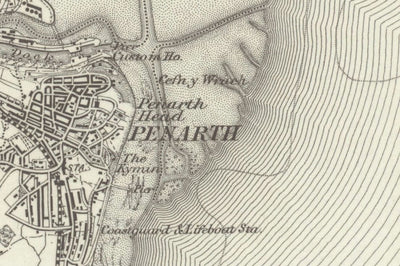 Antiguo mapa de Cardiff, Gales en 1867 - Caerdydd, Penarth, Sully, Barry, Llandaff, Castillo, Suburbios, Desembocadura del Severn