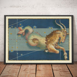 Old Star Map of Capricorn, 1603 par Johann Bayer - Zodiac Astrology Chart & Horoscope Sign