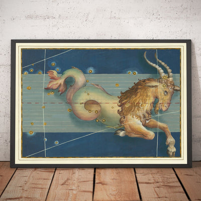 Old Star Map of Capricorn, 1603 by Johann Bayer - Zodiac Astrology Chart & Horoscope Sign