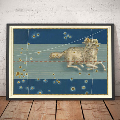 Old Star Map of Aries, 1603 par Johann Bayer - Zodiac Astrology Chart & Horoscope Sign