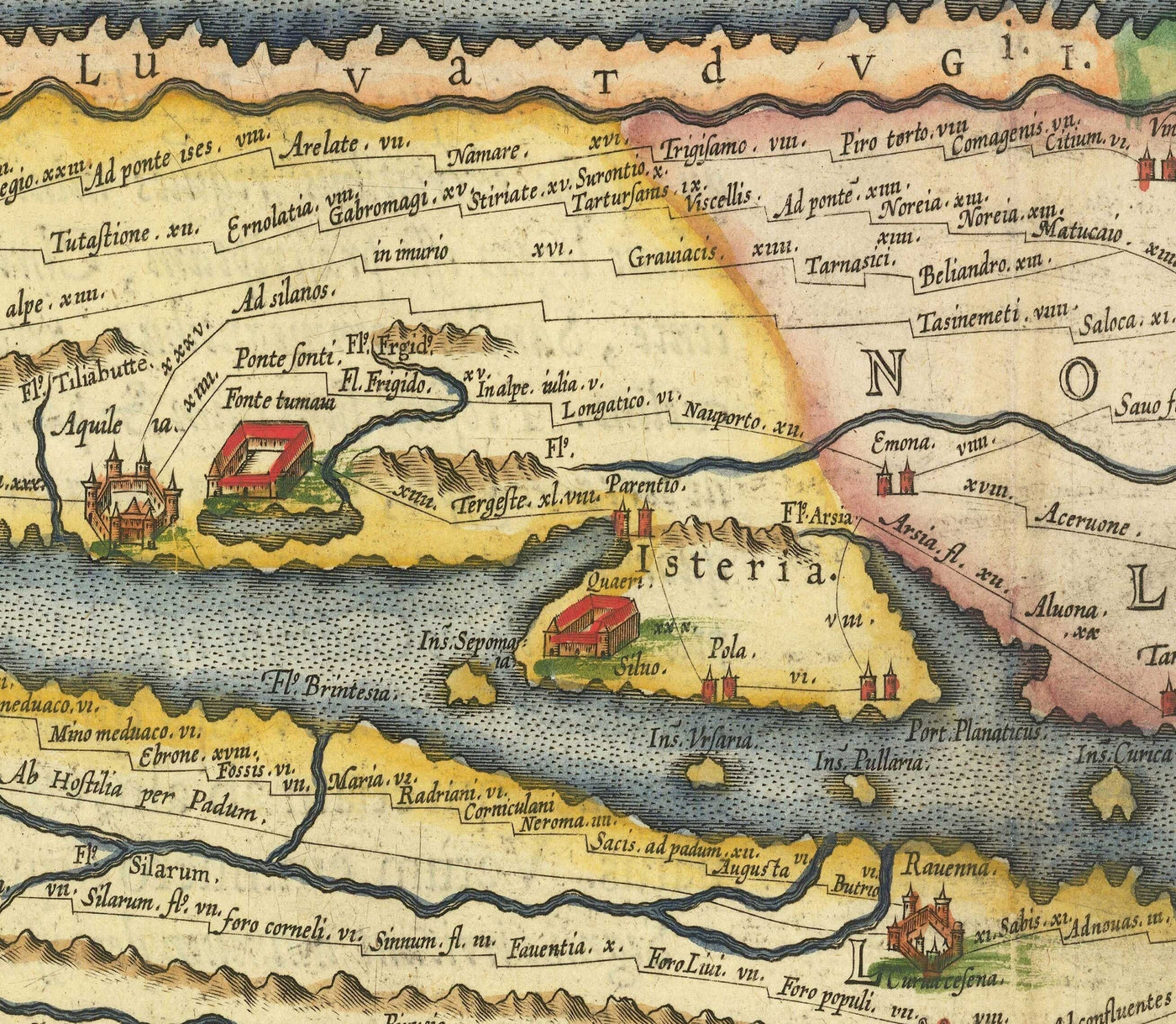 Alte Karte der Straßen des Römischen Reiches, 1624 von Ortelius & Peutinger - Cursus Publicus, Rom, Europa, Kaiser Augustus 