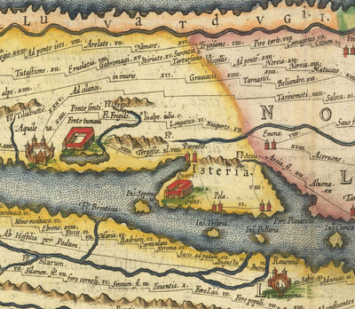 Alte Karte der Straßen des Römischen Reiches, 1624 von Ortelius & Peutinger - Cursus Publicus, Rom, Europa, Kaiser Augustus 