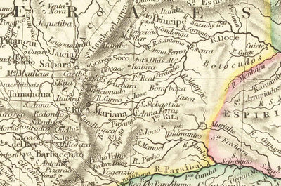 Alte Karte von Brasilien, 1832 von Arrowsmith - Koloniales Südamerika - Königreich Portugal, Kaiser Pedro II, Amazonasfluss 