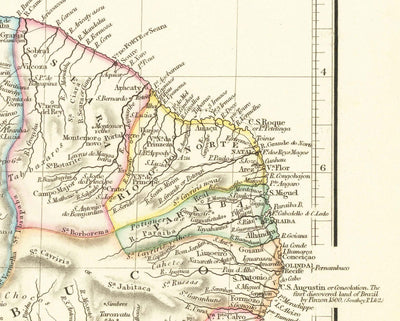 Alte Karte von Brasilien, 1832 von Arrowsmith - Koloniales Südamerika - Königreich Portugal, Kaiser Pedro II, Amazonasfluss 