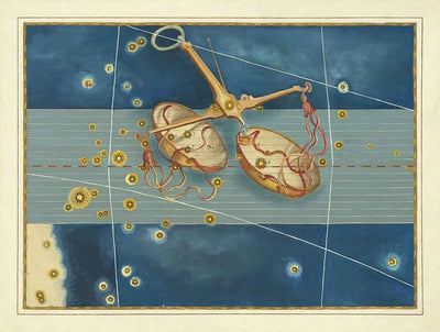 Alter Sternenkarte der Waage, 1624 von Johann Bayer - Tierkreis Astrologie Chart - Das Waage Horoskop Zeichen 