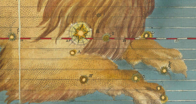 Old Star Map of Leo, 1603 by Johann Bayer - Zodiac Astrology Chart - The Lion Horoscope Sign