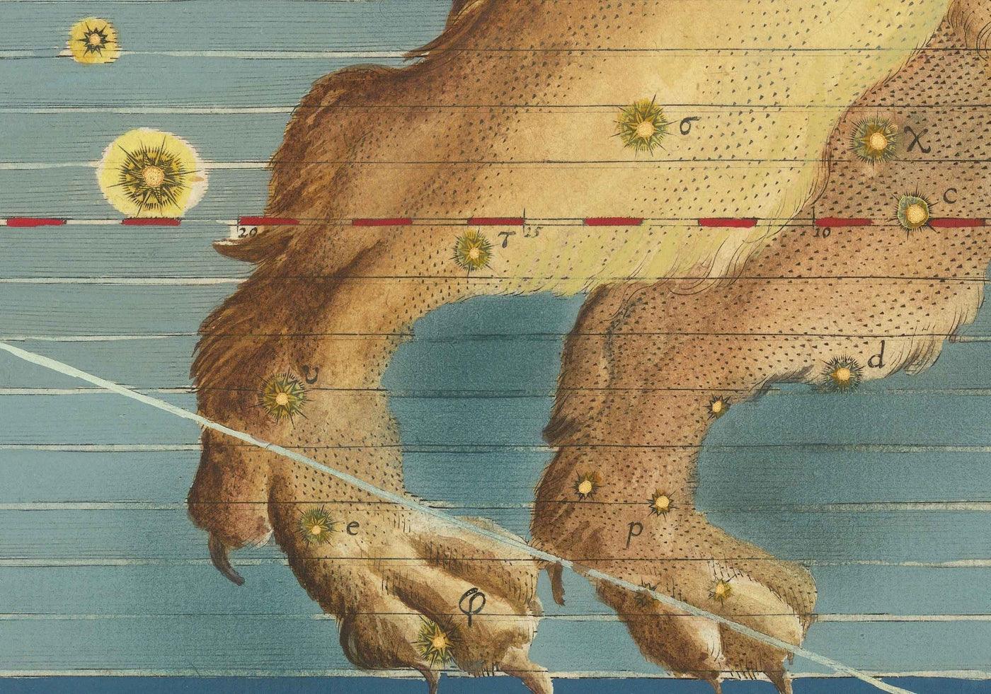 Old Star Map of Leo, 1603 by Johann Bayer - Zodiac Astrology Chart - The Lion Horoscope Sign