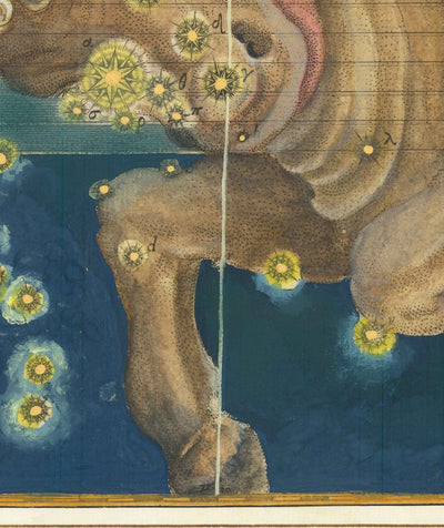Old Star Map of Taurus, 1603 by Johann Bayer - Zodiac Astrology Chart - The Bull Horoscope Sign