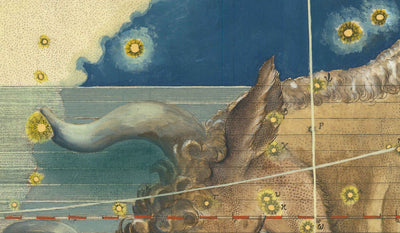 Old Star Map of Taurus, 1603 by Johann Bayer - Zodiac Astrology Chart - The Bull Horoscope Sign
