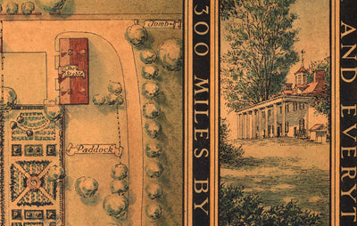 Plano antiguo de Mount Vernon, la casa de George Washington, 1932, por B. Ashburton Tripp - Jardines, casa, finca
