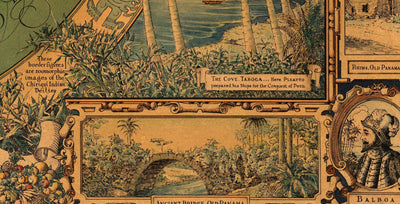 Antiguo mapa del Canal de Panamá, 1930 por Tripp - Ciudad de Panamá, Gatún, Bocas del Toro, Islas de las Perlas, Boquete, Isla del Rey - Enmarcado Sin enmarcar Regalo