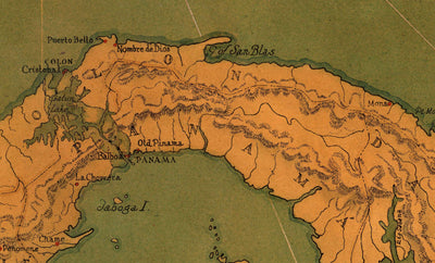 Antiguo mapa del Canal de Panamá, 1930 por Tripp - Ciudad de Panamá, Gatún, Bocas del Toro, Islas de las Perlas, Boquete, Isla del Rey - Enmarcado Sin enmarcar Regalo