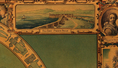 Antiguo mapa del Canal de Panamá, 1930 por Tripp - Ciudad de Panamá, Gatún, Bocas del Toro, Islas de las Perlas, Boquete, Isla del Rey - Enmarcado Sin enmarcar Regalo