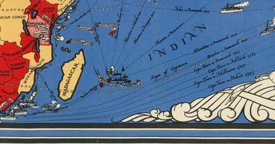 Carreteras del Imperio: Antiguo mapa del mundo del Imperio Británico, 1933, por Max Gill - Colonias, Commonwealth, rutas marítimas