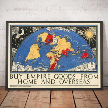 Highways Of Empire: Old British Empire World Map, 1933, by Max Gill - Colonies, Commonwealth, Shipping Routes