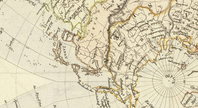 Old Flat Earth Map, 1811 by JC Hinrichs - German, French World Map - Interesting Colonial Atlas Chart