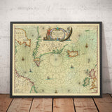 Old Map of Greenland, Iceland & North Sea, 1661 by van Loon - Viking Exploration Chart
