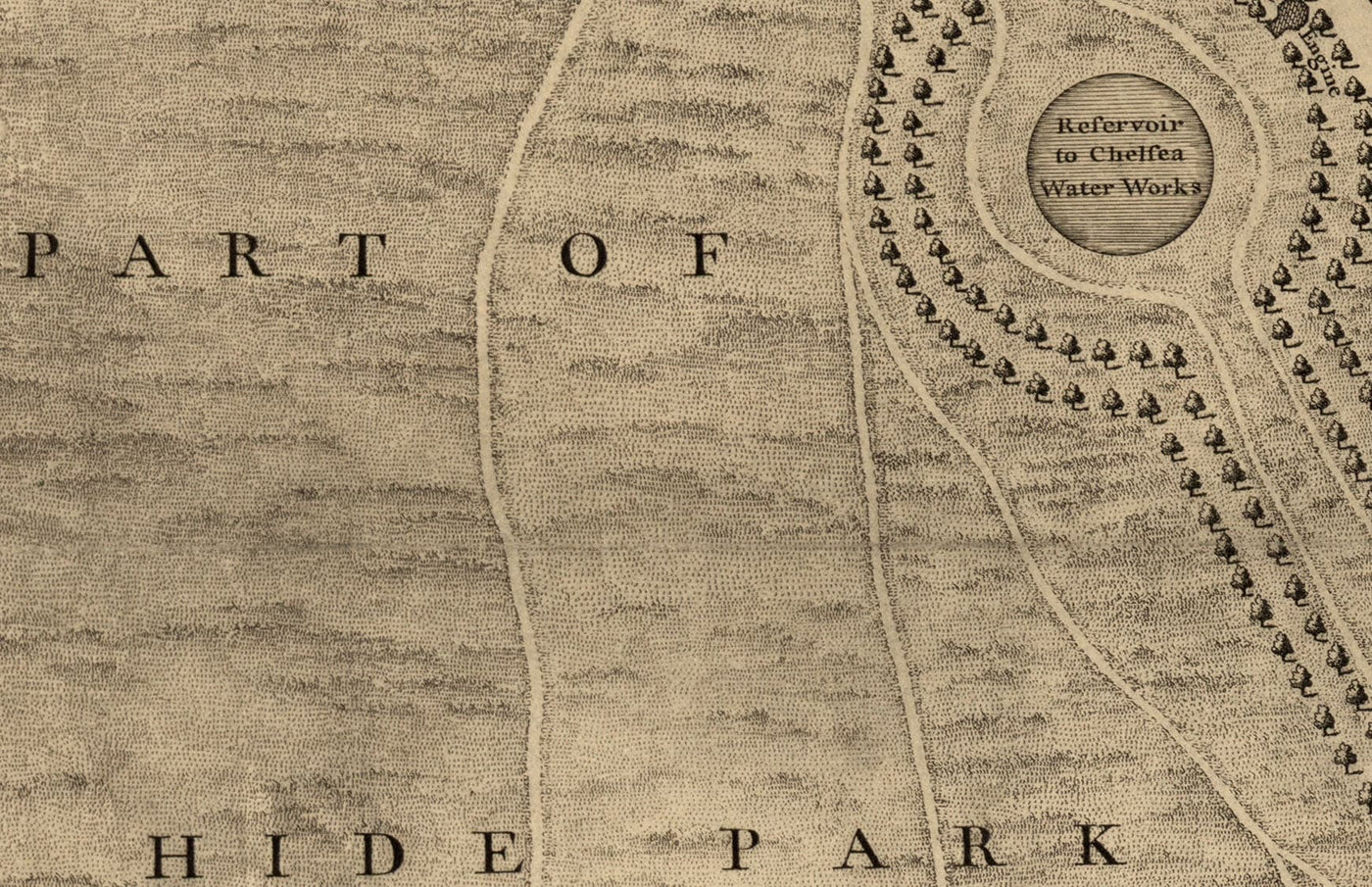 Ancienne carte de Londres par John Rocque, 1746, A2 - Mayfair, Hyde Park, Knightsbridge, Piccadilly, Grosvenor Square, Oxford St.
