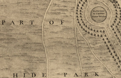 Ancienne carte de Londres par John Rocque, 1746, A2 - Mayfair, Hyde Park, Knightsbridge, Piccadilly, Grosvenor Square, Oxford St.