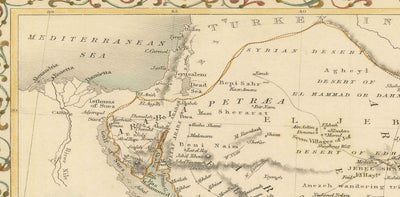 Ancienne carte d'Arabie, 1851 par Tallis & Rapkin - Arabie Saoudite, Jordanie, Oman, Yémen, Mer Rouge, Dubaï, Golfe Persique, Moyen-Orient