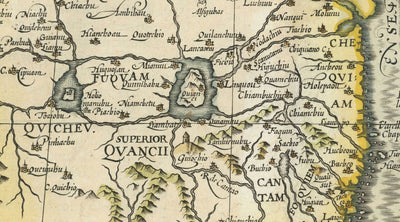 Old Map of China, 1606 by Jodocus Hondius - Korea, Japan, Great Wall, South East Asia, Orient, Weird Sea Monsters