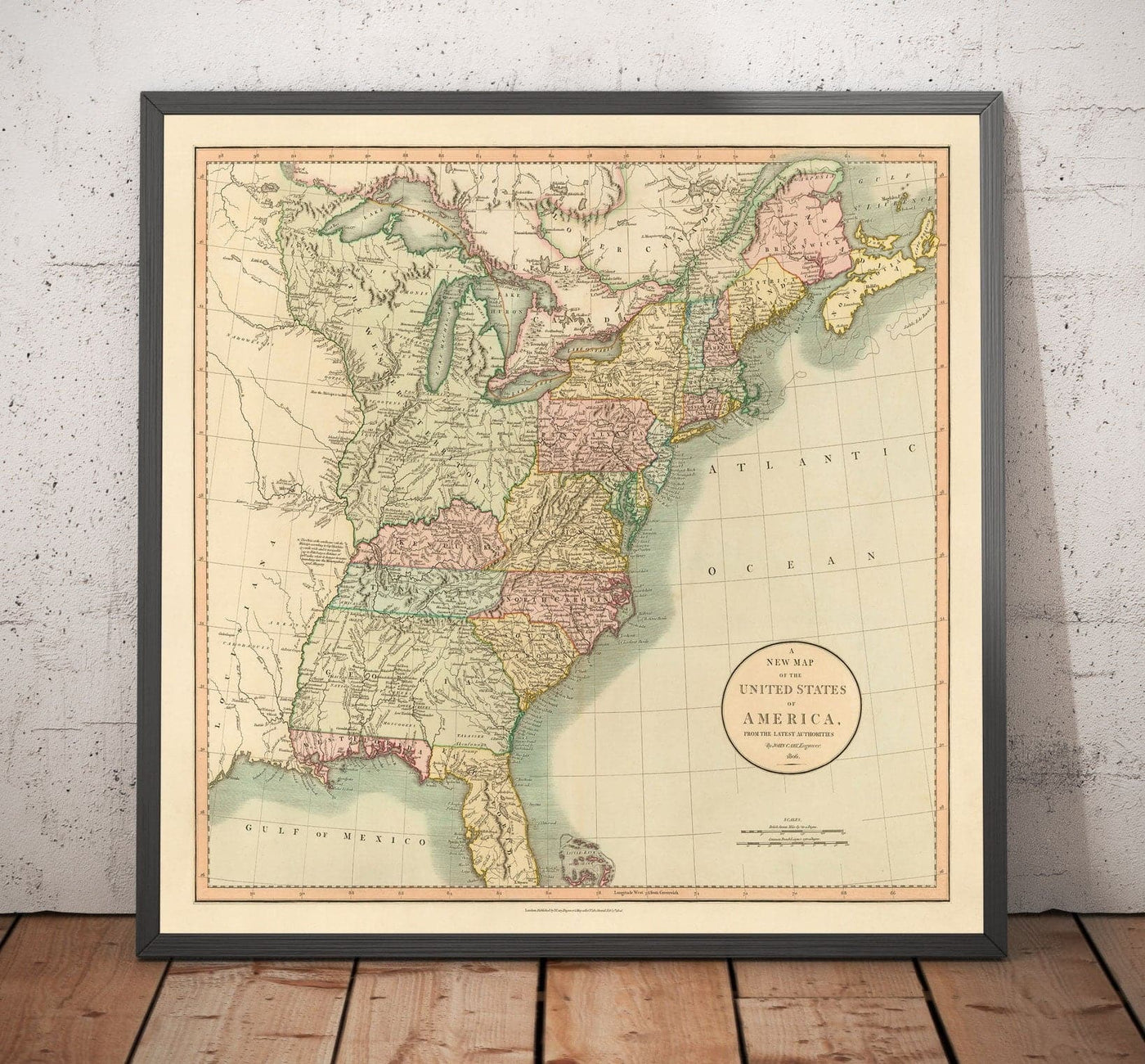 Antiguo mapa de EE.UU., 1806 por John Cary - Primeros Federalistas de EE.UU. - Gran Georgia, Territorios del Oeste, Estados de la Costa Este