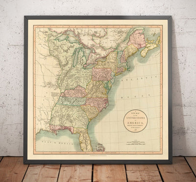Antiguo mapa de EE.UU., 1806 por John Cary - Primeros Federalistas de EE.UU. - Gran Georgia, Territorios del Oeste, Estados de la Costa Este