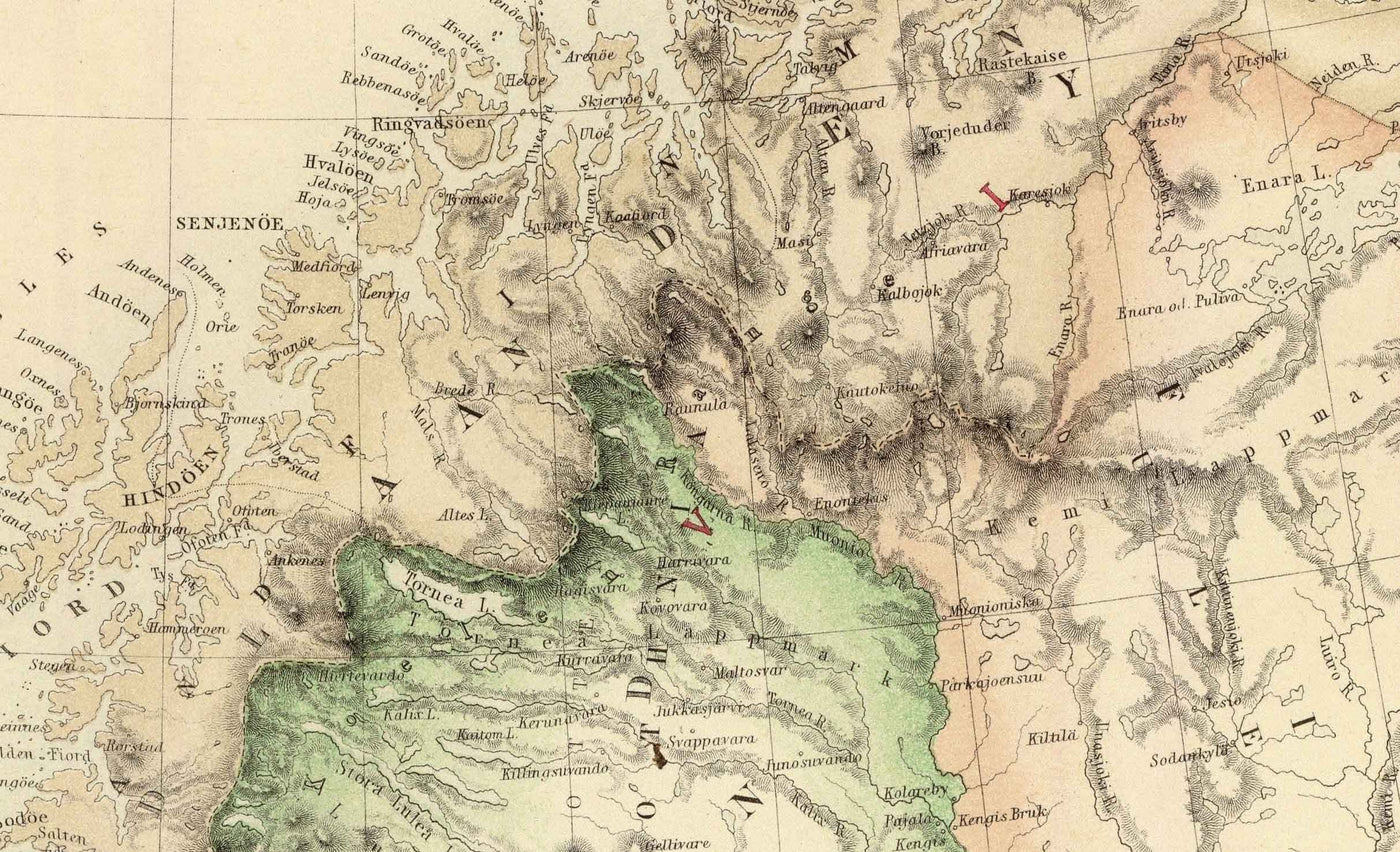 Old Map of Sweden, Norway & Russian Finland, 1872 by Fullarton - Scandinavia, Denmark, Baltic Sea, Gulf of Bothnia
