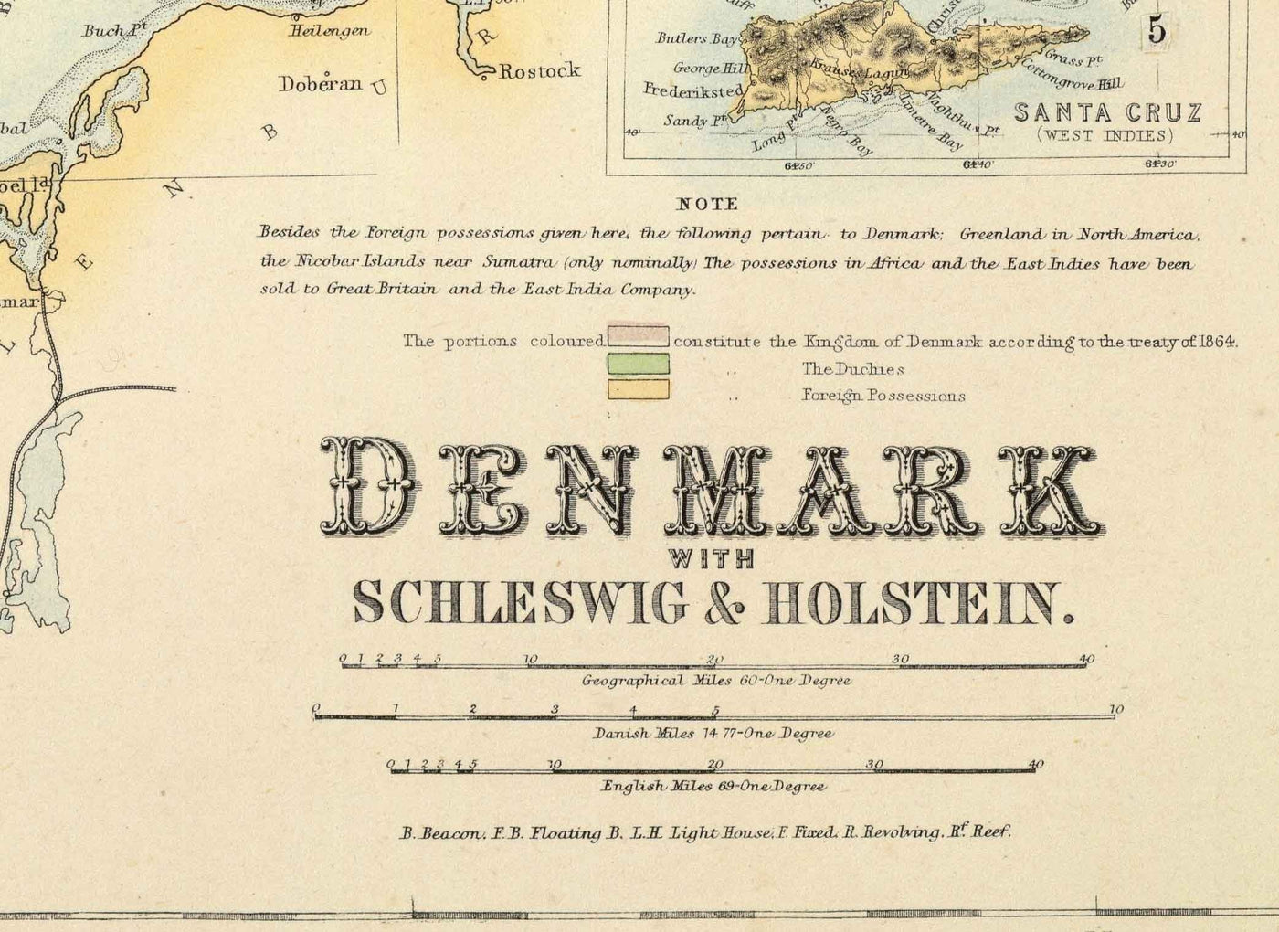 Alte Karte von Dänemark & Schleswig-Holstein, 1872 von Fullarton - Island, Färöer-Inseln, Dänisches Königreich, Zeeland, Kopenhagen 