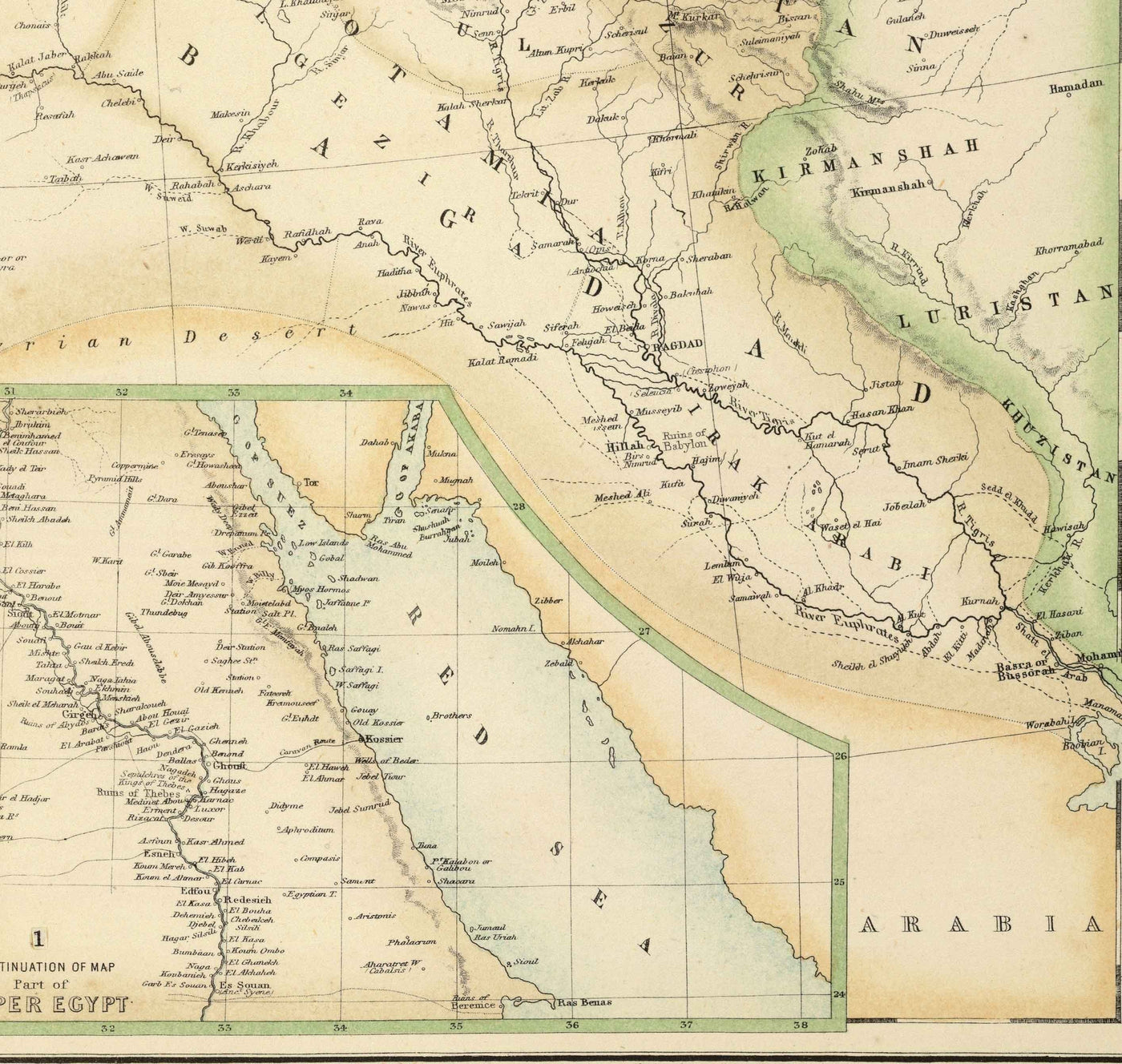 Old Map of the Turkish / Ottoman Empire, 1872 by Fullarton - Byzantine, East Roman, Balkans, Greece, Roumelia, Iraq