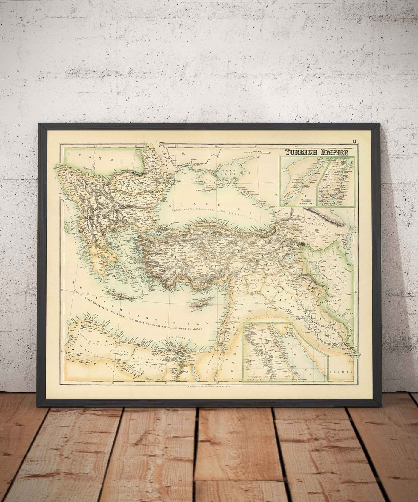 Old Map of the Turkish / Ottoman Empire, 1872 by Fullarton - Byzantine, East Roman, Balkans, Greece, Roumelia, Iraq