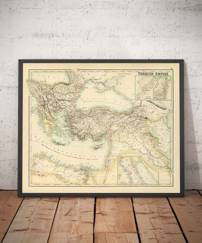 Old Map of the Turkish / Ottoman Empire, 1872 by Fullarton - Byzantine, East Roman, Balkans, Greece, Roumelia, Iraq