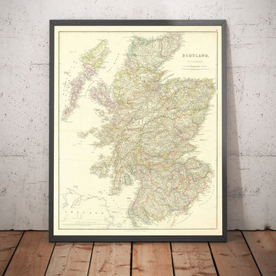 Old Map of Scotland, 1846 by Arrowsmith - Beautiful Handcoloured Victorian Atlas - Counties, Cities, Roads