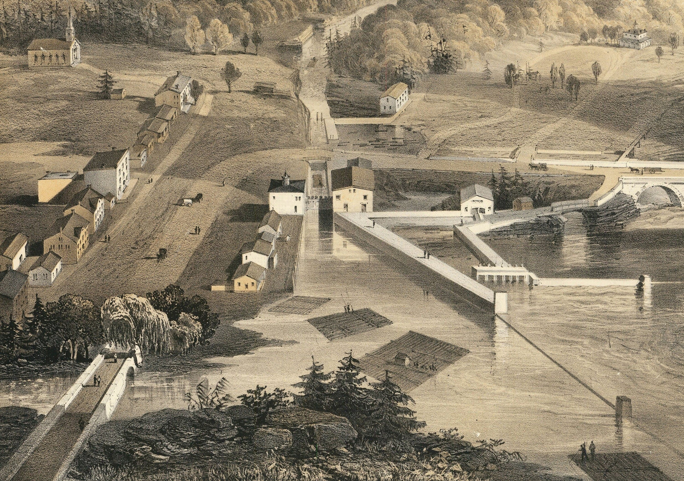 Mapa antiguo de Ottawa, 1859 por Laver & Stent - Capital del Canadá colonial - Hull Quebec, Centro, Bytown, Byward Market
