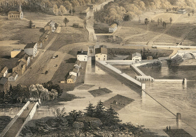 Mapa antiguo de Ottawa, 1859 por Laver & Stent - Capital del Canadá colonial - Hull Quebec, Centro, Bytown, Byward Market