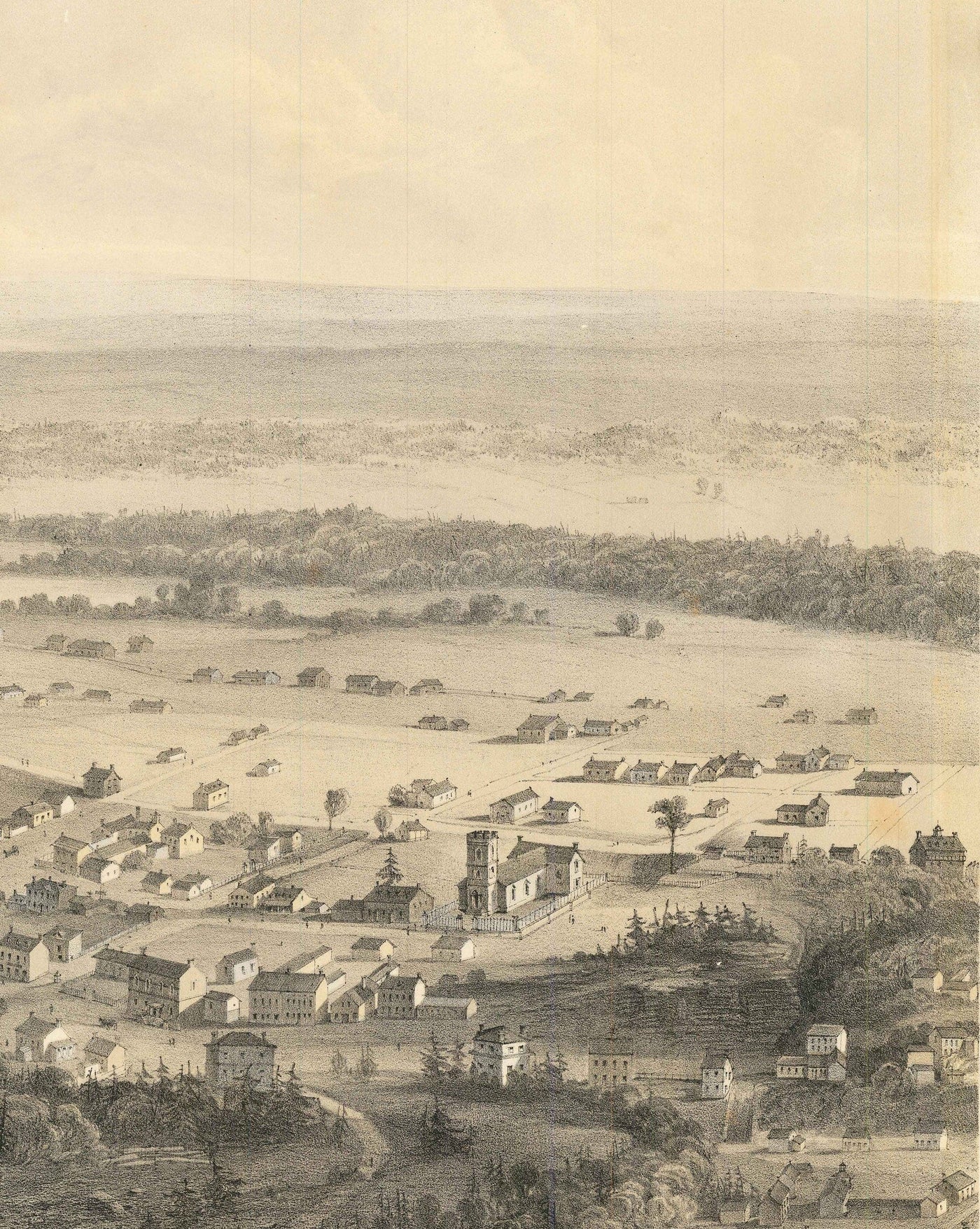 Mapa antiguo de Ottawa, 1859 por Laver & Stent - Capital del Canadá colonial - Hull Quebec, Centro, Bytown, Byward Market