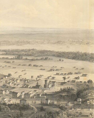 Mapa antiguo de Ottawa, 1859 por Laver & Stent - Capital del Canadá colonial - Hull Quebec, Centro, Bytown, Byward Market