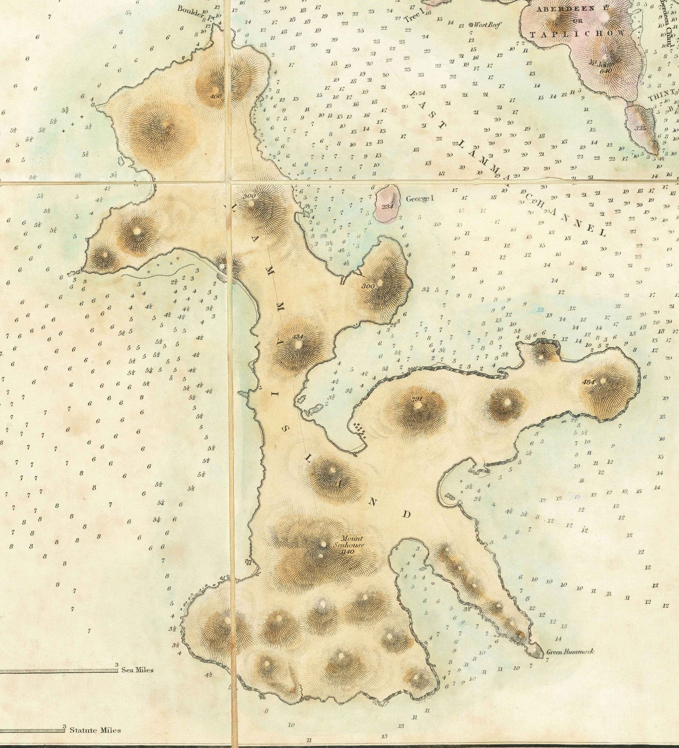 Die erste Karte von Hongkong, 1843 - Alte Admiralty Navy Chart - Kowloon, Victoria Bay, frühe britische Kolonie 