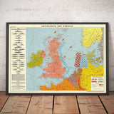 German World War 2 Map, 1940 - Old WW2 Military Chart of North Sea - British Navy Ships, Minefields, Battle Lines