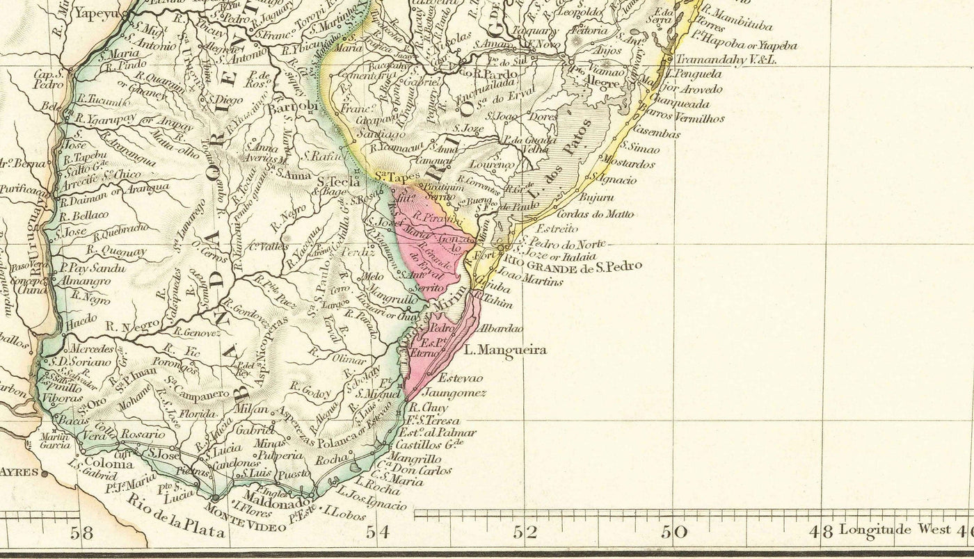Alte Karte von Brasilien, 1832 von Arrowsmith - Koloniales Südamerika - Königreich Portugal, Kaiser Pedro II, Amazonasfluss 