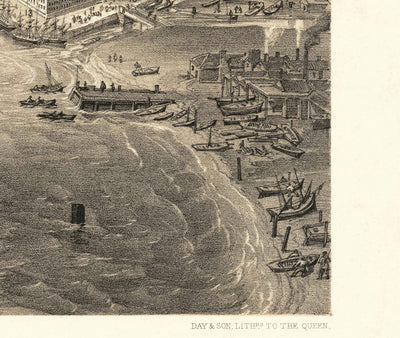 Old Map of Odessa, Ukraine, 1855 - Black Sea Harbour Town - Forts, Citadel, Centre-ville - illustration des oiseaux d'oiseaux