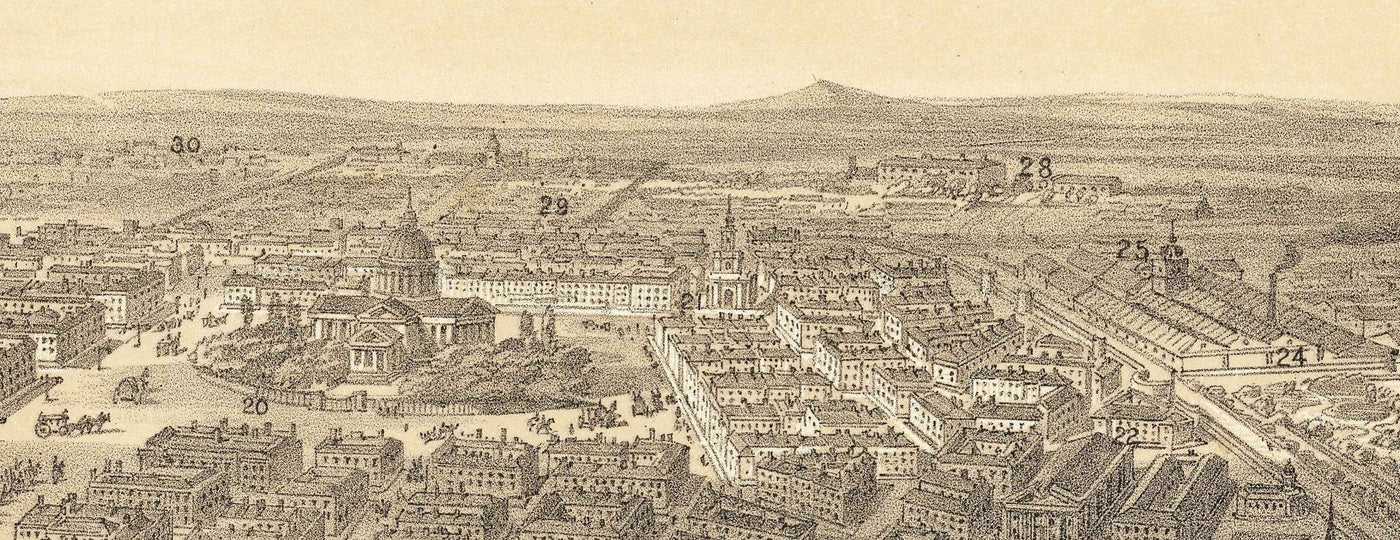 Old Map of Odessa, Ukraine, 1855 - Black Sea Harbour Town - Forts, Citadel, Centre-ville - illustration des oiseaux d'oiseaux