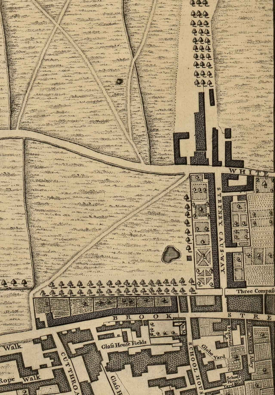 Carte ancienne de par John Rocque Londres, 1746, G2 - Wapping, Shadwell, Rotherhithe, Tamise, Tower Hamlets, E1W, Southwark