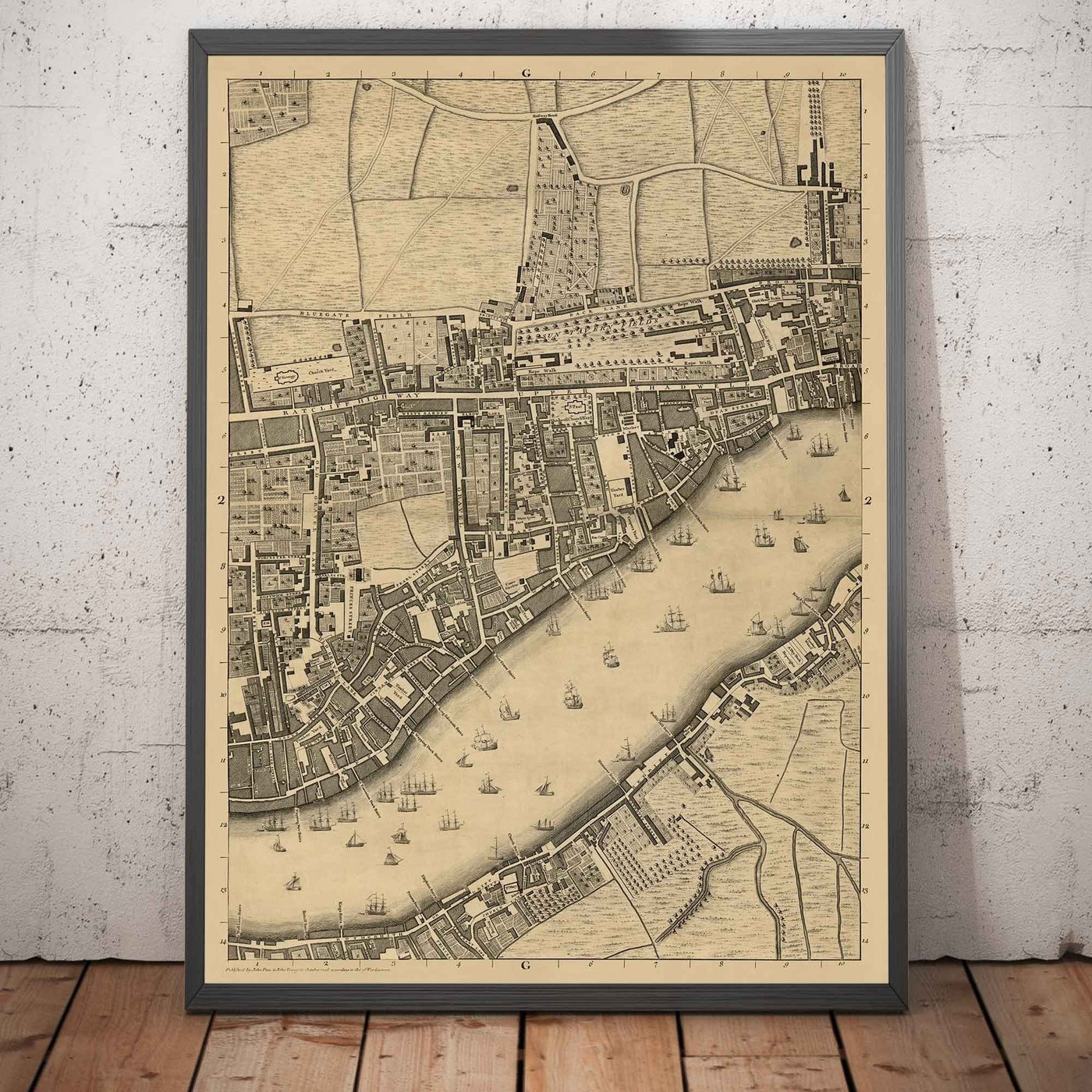 Old Map of by John Rocque London, 1746, G2 - Wapping, Shadwell, Rotherhithe, Thames, Tower Hamlets, E1W, Southwark