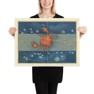 Antiguo mapa estelar de Cáncer, 1603 por Johann Bayer - Carta astrológica del zodiaco - El signo del horóscopo del Cangrejo